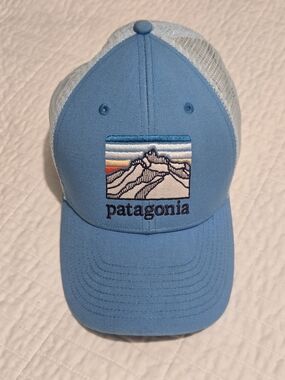 Patagonia Light Blue Trucker Cap with Mountain Patch